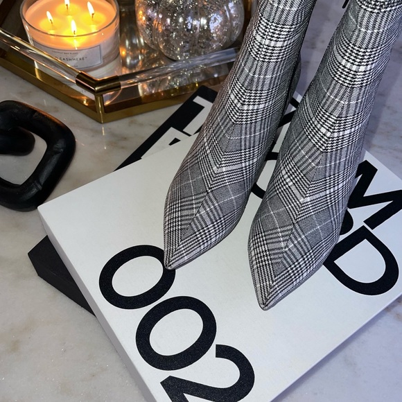 Jeffrey Campbell Sport Plaid Pointy Toe Bootie in Gray - Picture 5 of 17
